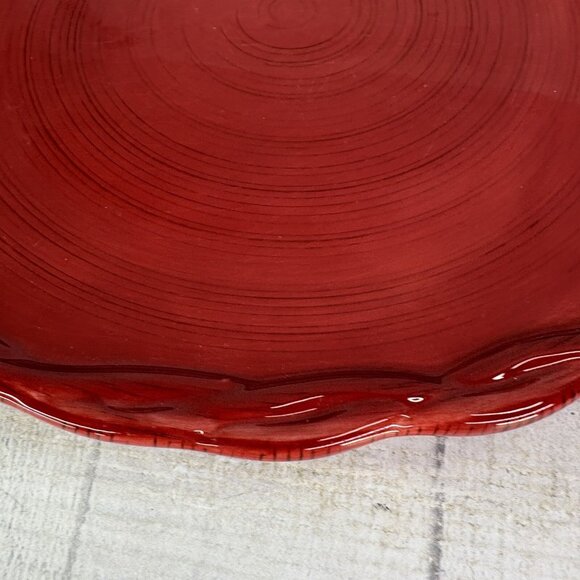 Tracy Porter THE OCTAVIA HILL COLLECTION Solid Red Embossed Dinner Plates Set 2 - Picture 10 of 14